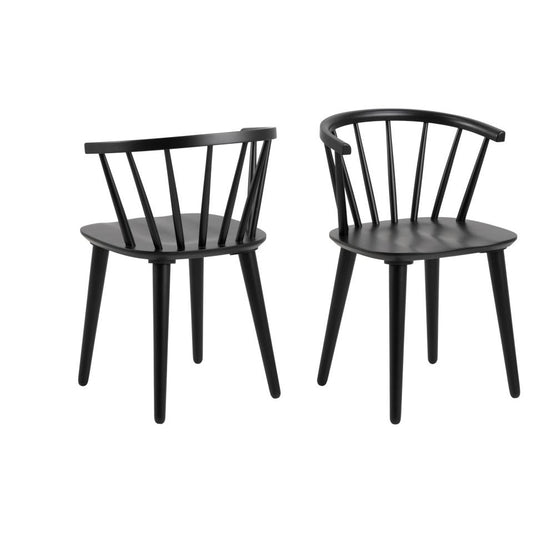 Ida Stylish Black Dining Chair, Set Of 2 Curved Spoked Designer Chairs