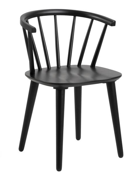 Ida Stylish Black Dining Chair, Set Of 2 Curved Spoked Designer Chairs