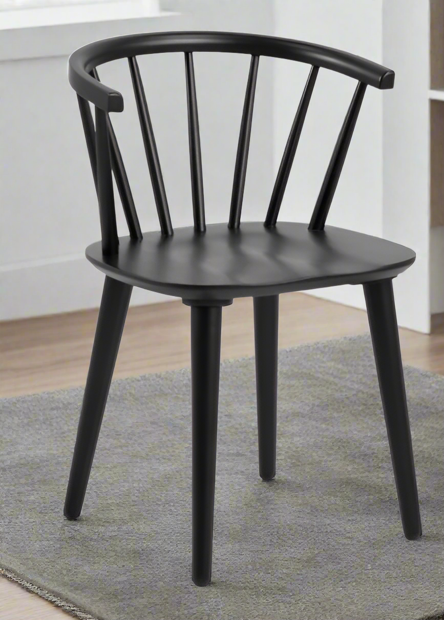 Ida Stylish Black Dining Chair, Set Of 2 Curved Spoked Designer Chairs