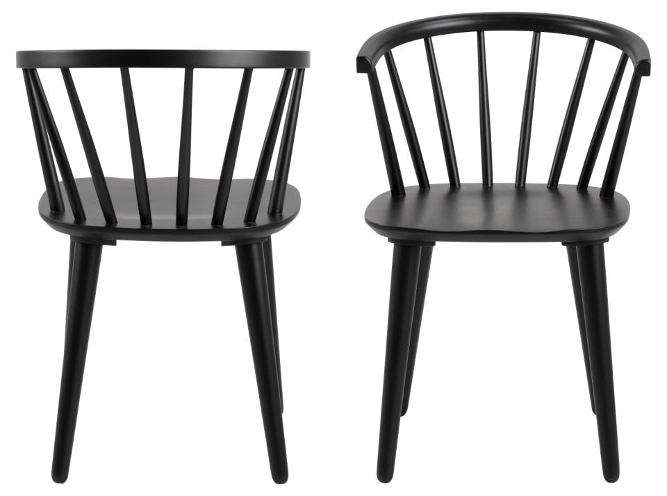Ida Stylish Black Dining Chair, Set Of 2 Curved Spoked Designer Chairs