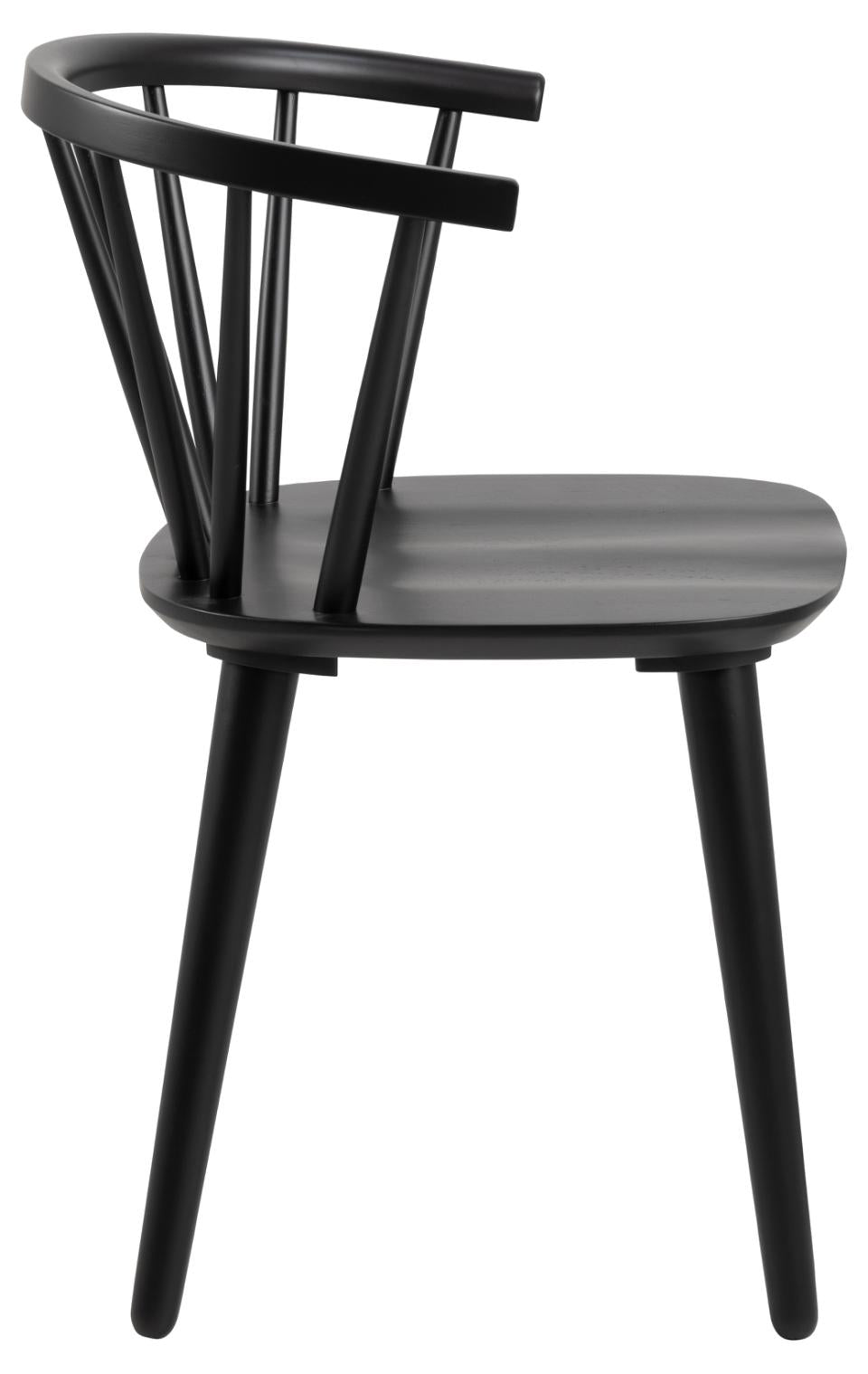 Ida Stylish Black Dining Chair, Set Of 2 Curved Spoked Designer Chairs