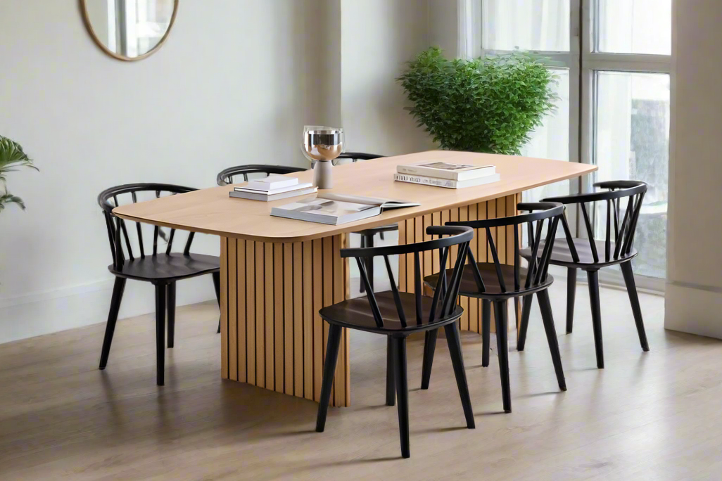 Ida Stylish Black Dining Chair, Set Of 2 Curved Spoked Designer Chairs