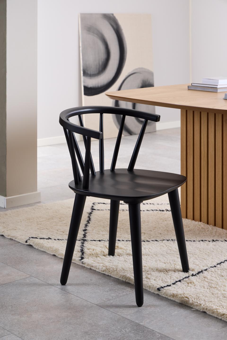Ida Stylish Black Dining Chair, Set Of 2 Curved Spoked Designer Chairs