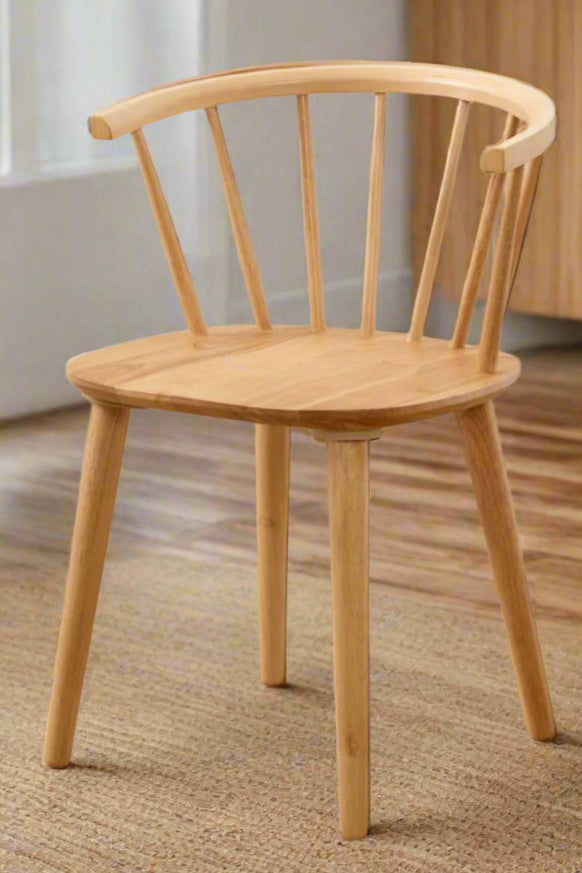 Ida Stylish Oak Dining Chair, Set Of 2 Curved Spoked Designer Chairs