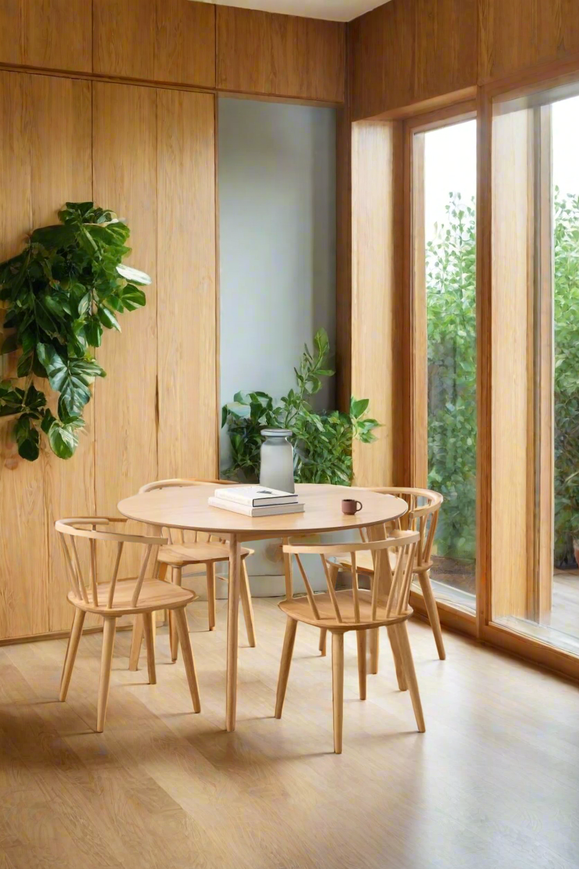 Ida Stylish Oak Dining Chair, Set Of 2 Curved Spoked Designer Chairs