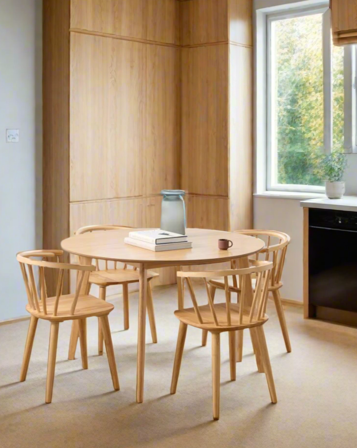 Ida Stylish Oak Dining Chair, Set Of 2 Curved Spoked Designer Chairs