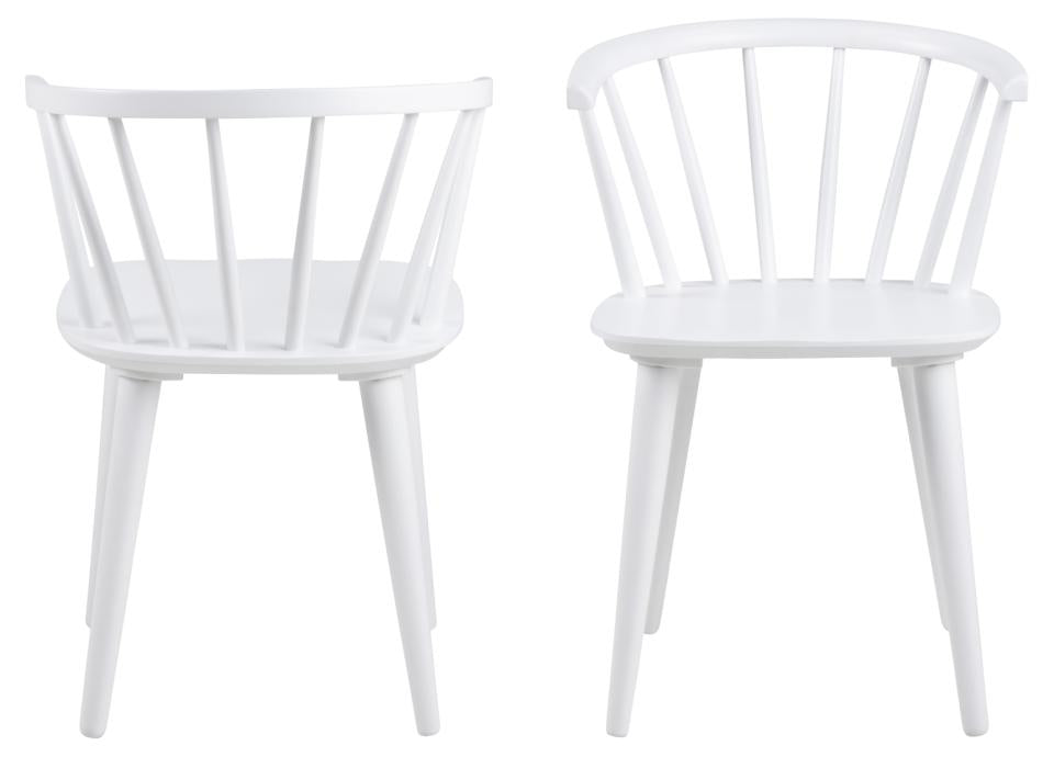 Ida Stylish White Dining Chair, Set Of 2 Curved Spoked Designer Chairs