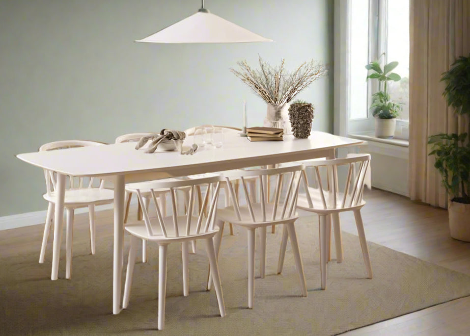 Ida Stylish White Dining Chair, Set Of 2 Curved Spoked Designer Chairs