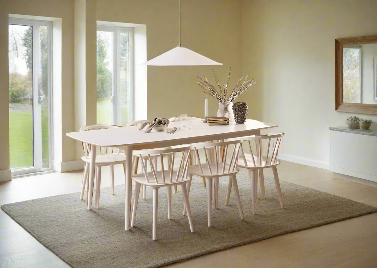 Ida Stylish White Dining Chair, Set Of 2 Curved Spoked Designer Chairs
