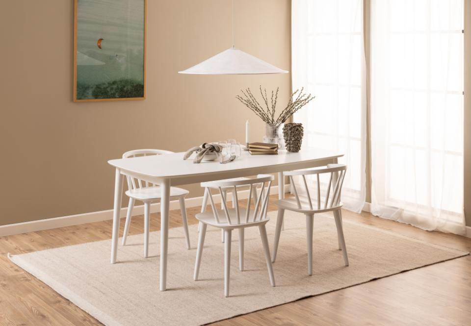 Ida Stylish White Dining Chair, Set Of 2 Curved Spoked Designer Chairs
