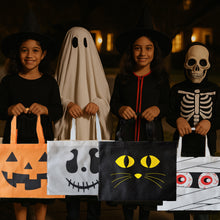 Load image into Gallery viewer, Halloween Canvas Tote Shopping Treat Bag In Ghost Pumpkin Mummy Or Cat Design
