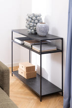 Load image into Gallery viewer, Infinity Console Table With Black Marble Print Steel Base 2 Shelves Rectangle 100x35cm
