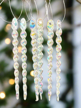 Load image into Gallery viewer, Iridescent Shimmer Icicles Hanging Christmas Decoration Xmas Tree Pendants pack of 6

