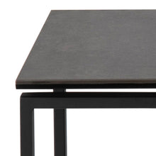 Load image into Gallery viewer, Dark gray rectangular table with black metal legs on a white background
