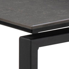 Load image into Gallery viewer, Close-up of a black metal table with a dark gray surface.
