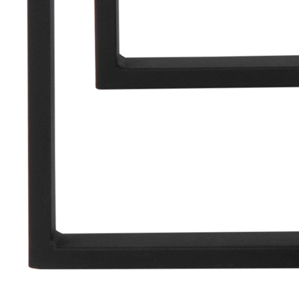 Close-up of a black picture frame corner on a white background