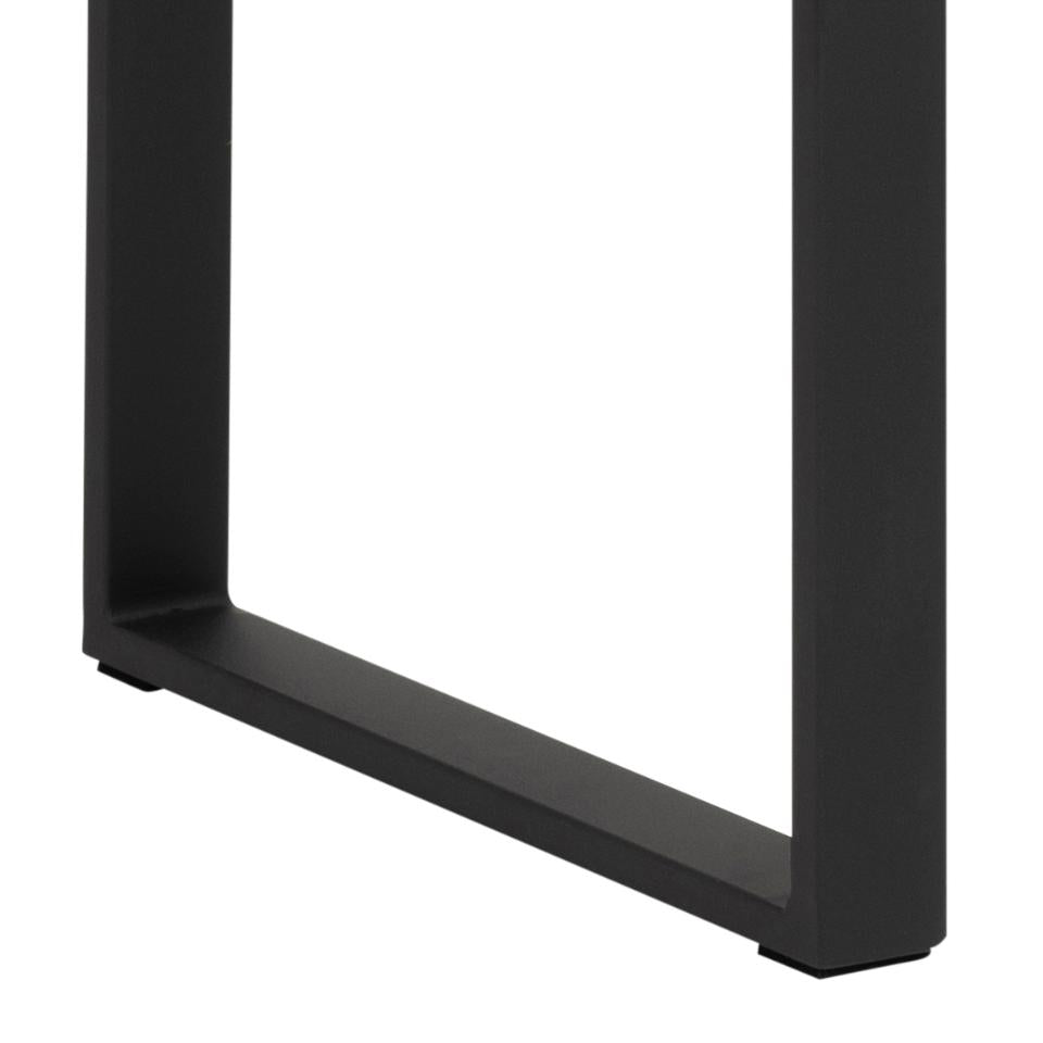 Black metal table leg on a white background