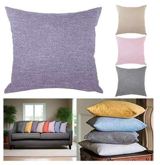 Plain Pastel Woven Textured Cushions, 43 cm Square, Filled Decorative Fine Waffle Throw Pillows for Living or Bedroom