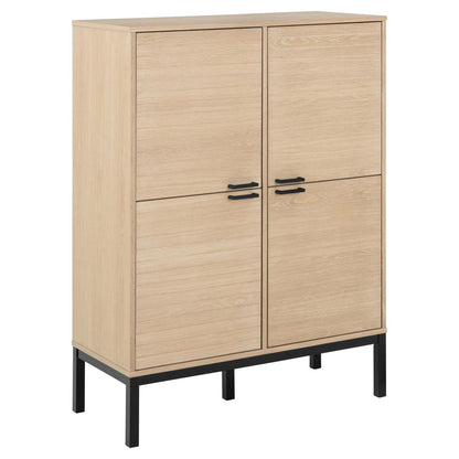 Wooden cabinet with black legs on a white background