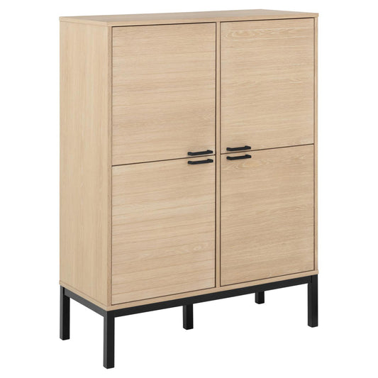 Kensington Display Cabinet In White Oiled Oak With 4 Doors 6 Shelves 120x91x40cm