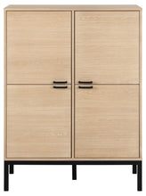 Load image into Gallery viewer, Kensington Display Cabinet In White Oiled Oak With 4 Doors 6 Shelves 120x91x40cm
