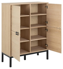 Load image into Gallery viewer, Kensington Display Cabinet In White Oiled Oak With 4 Doors 6 Shelves 120x91x40cm
