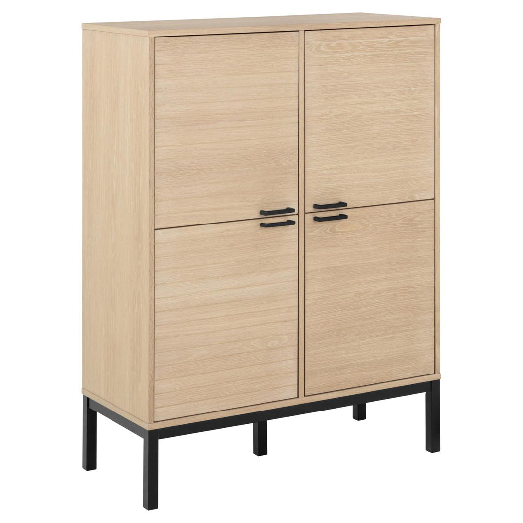 Kensington Display Cabinet In White Oiled Oak With 4 Doors 6 Shelves 120x91x40cm