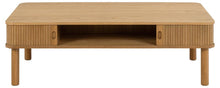 Load image into Gallery viewer, Langley Lamella Coffee Table In Oak With Sliding Tambour Door And Storage 130cm
