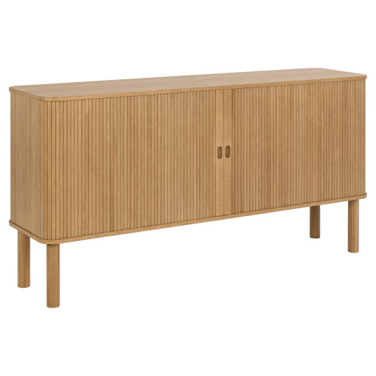 Langley Lamella Buffet Sideboard In Oak With 2 Sliding Doors And Shelves 160x40x80 cm