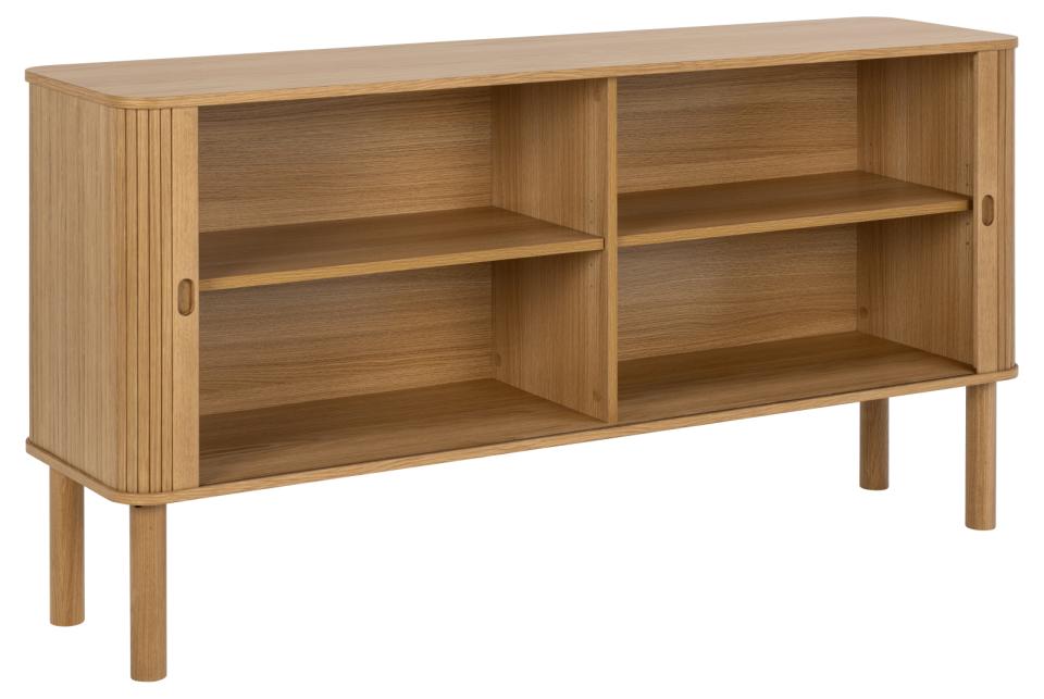 Langley Lamella Buffet Sideboard In Oak With 2 Sliding Doors And Shelves 160x40x80 cm