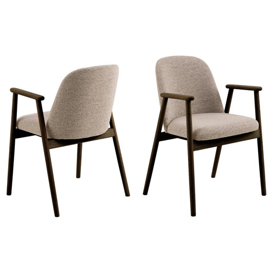 Leo Beige Upholstered Fabric Dining Chair With Solid Metal Base, Set of 2 Dining Chairs