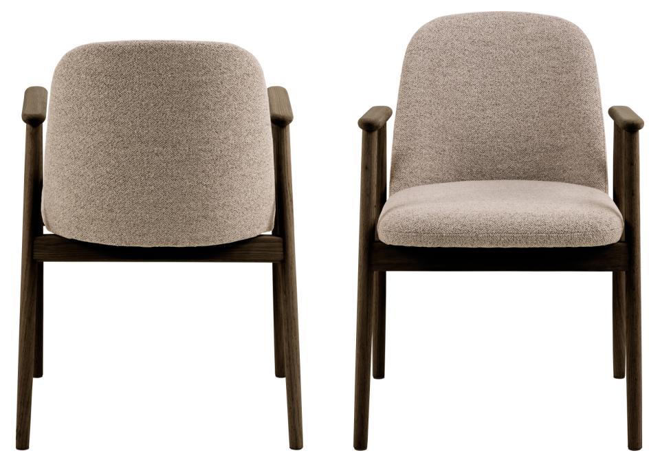 Leo Beige Upholstered Fabric Dining Chair With Solid Metal Base, Set of 2 Dining Chairs