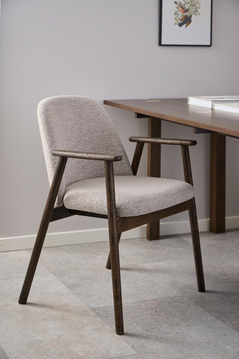 Leo Beige Upholstered Fabric Dining Chair With Solid Metal Base, Set of 2 Dining Chairs