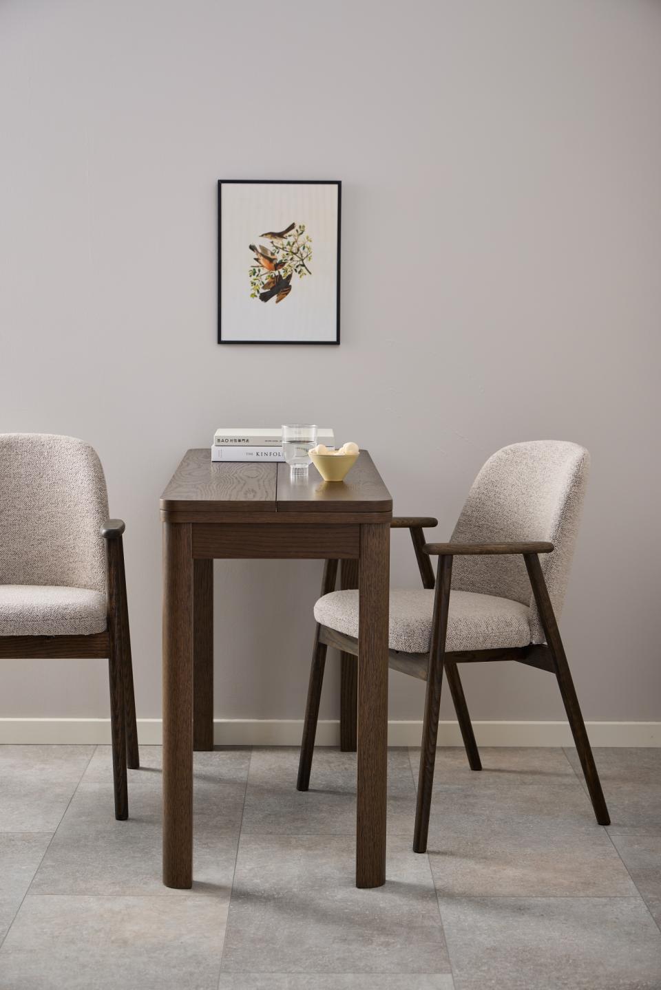 Leo Beige Upholstered Fabric Dining Chair With Solid Metal Base, Set of 2 Dining Chairs