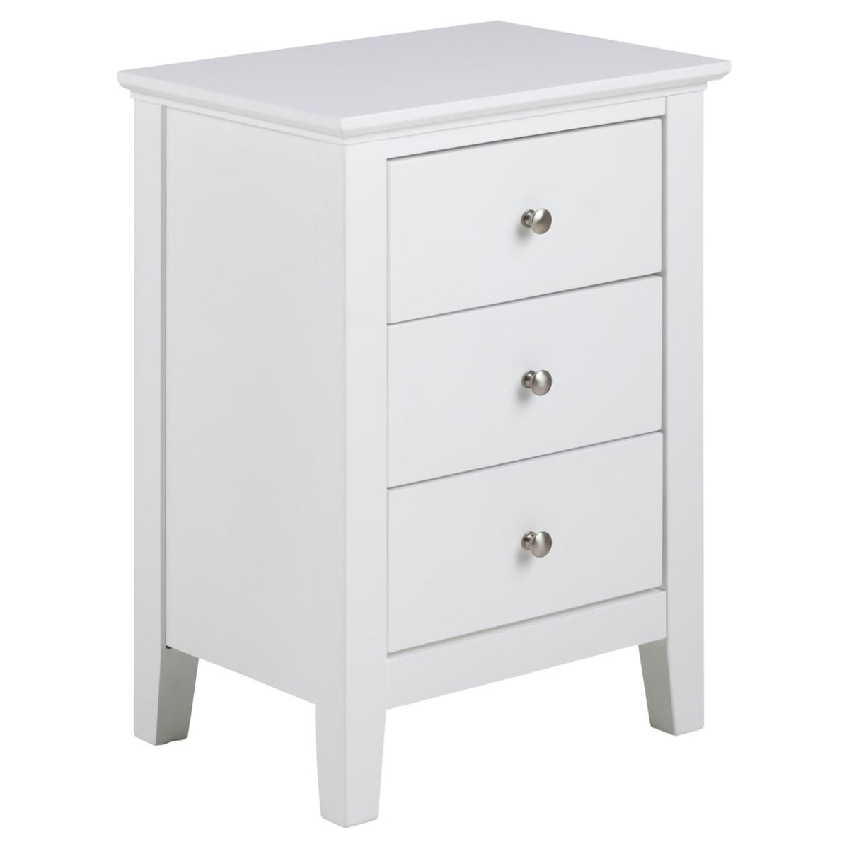 Linnea Bedside Table With 3 Drawers 45x34x62.8 cm Chic White Bedroom Furniture