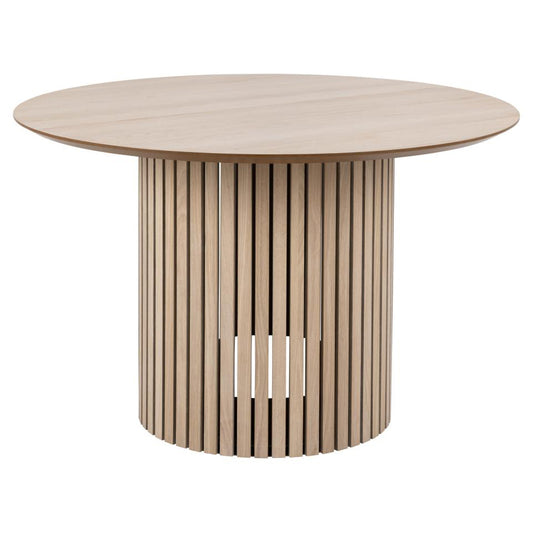 Linley Lamella Round White Oak Dining Table Large Spacious 120cm Top