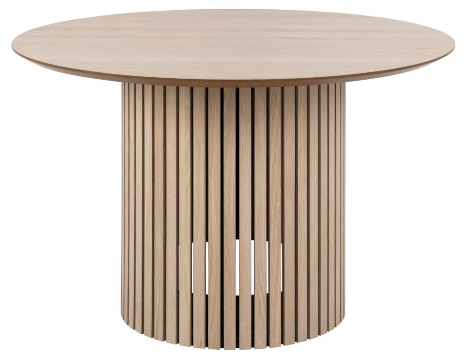 Linley Lamella Round White Oak Dining Table Large Spacious 120cm Top