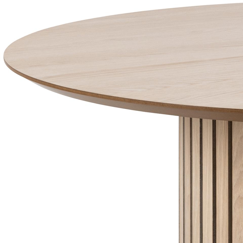 Linley Lamella Round White Oak Dining Table Large Spacious 120cm Top