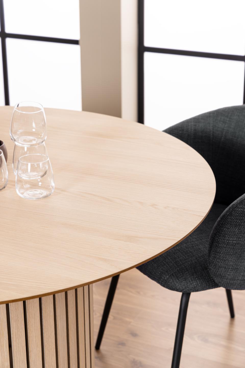 Linley Lamella Round White Oak Dining Table Large Spacious 120cm Top