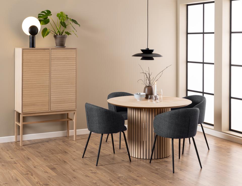 Linley Lamella Round White Oak Dining Table Large Spacious 120cm Top