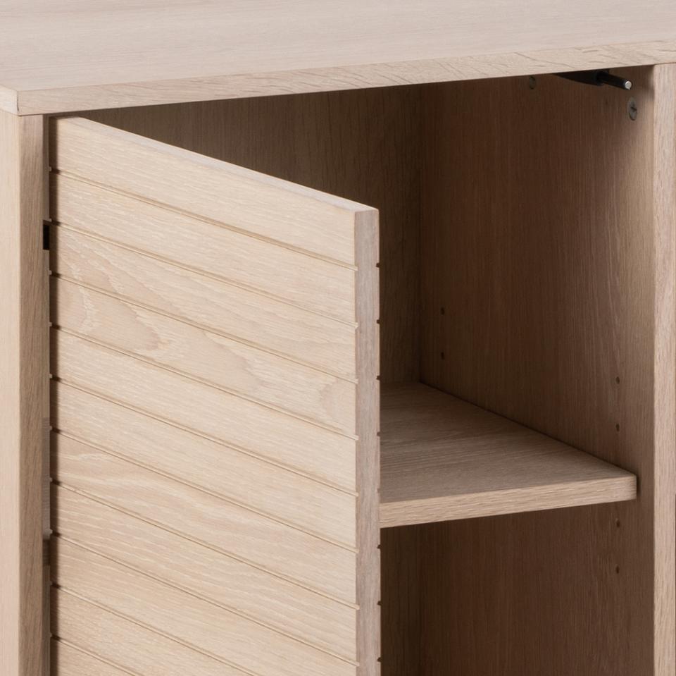 Linley Lamella Buffet Sideboard In White Oak With 4 Doors And Shelves 180x40x80 cm