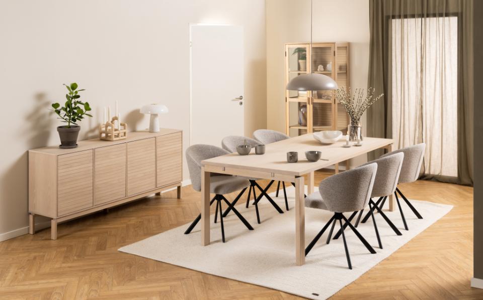 Linley Lamella Buffet Sideboard In White Oak With 4 Doors And Shelves 180x40x80 cm