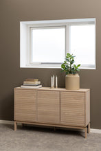 Load image into Gallery viewer, Linley Lamella Sideboard In Oak With 3 Doors And Shelves 135x40x80 cm
