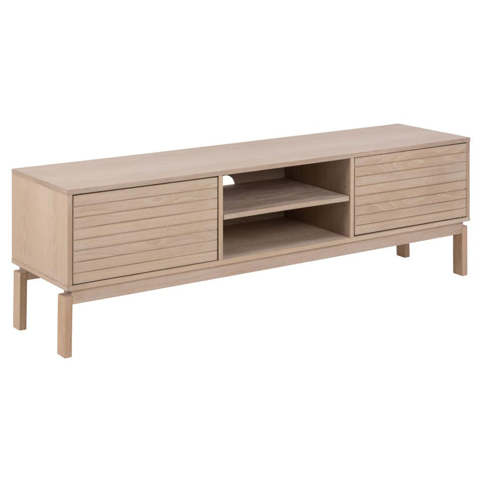 Linley TV Media Unit In White Oak With Lamella Front 140x40x50cm