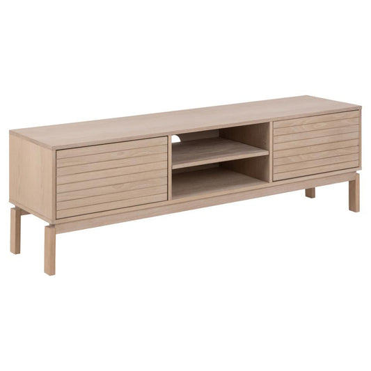 Linley TV Media Unit In White Oak With Lamella Front 140x40x50cm