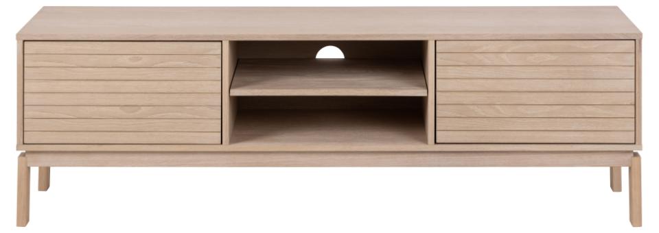 Linley TV Media Unit In White Oak With Lamella Front 140x40x50cm