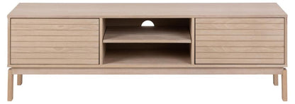Linley TV Media Unit In White Oak With Lamella Front 140x40x50cm