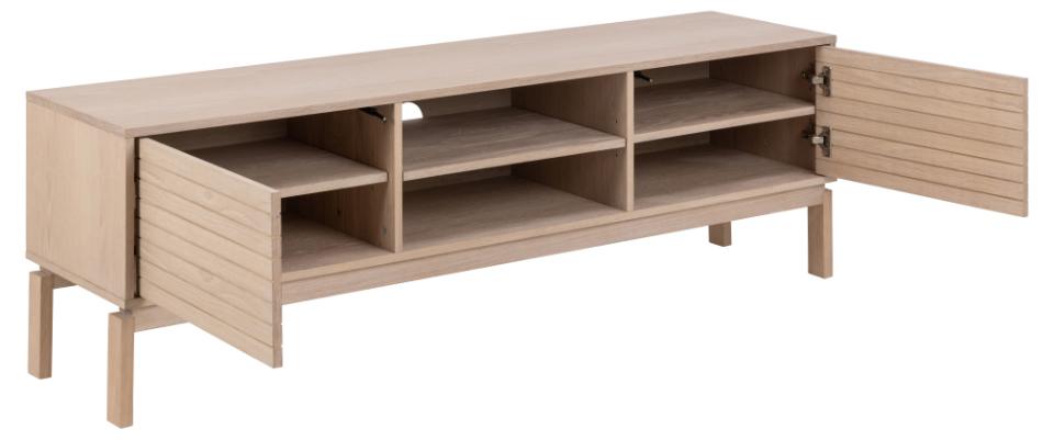 Linley TV Media Unit In White Oak With Lamella Front 140x40x50cm