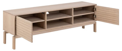 Linley TV Media Unit In White Oak With Lamella Front 140x40x50cm