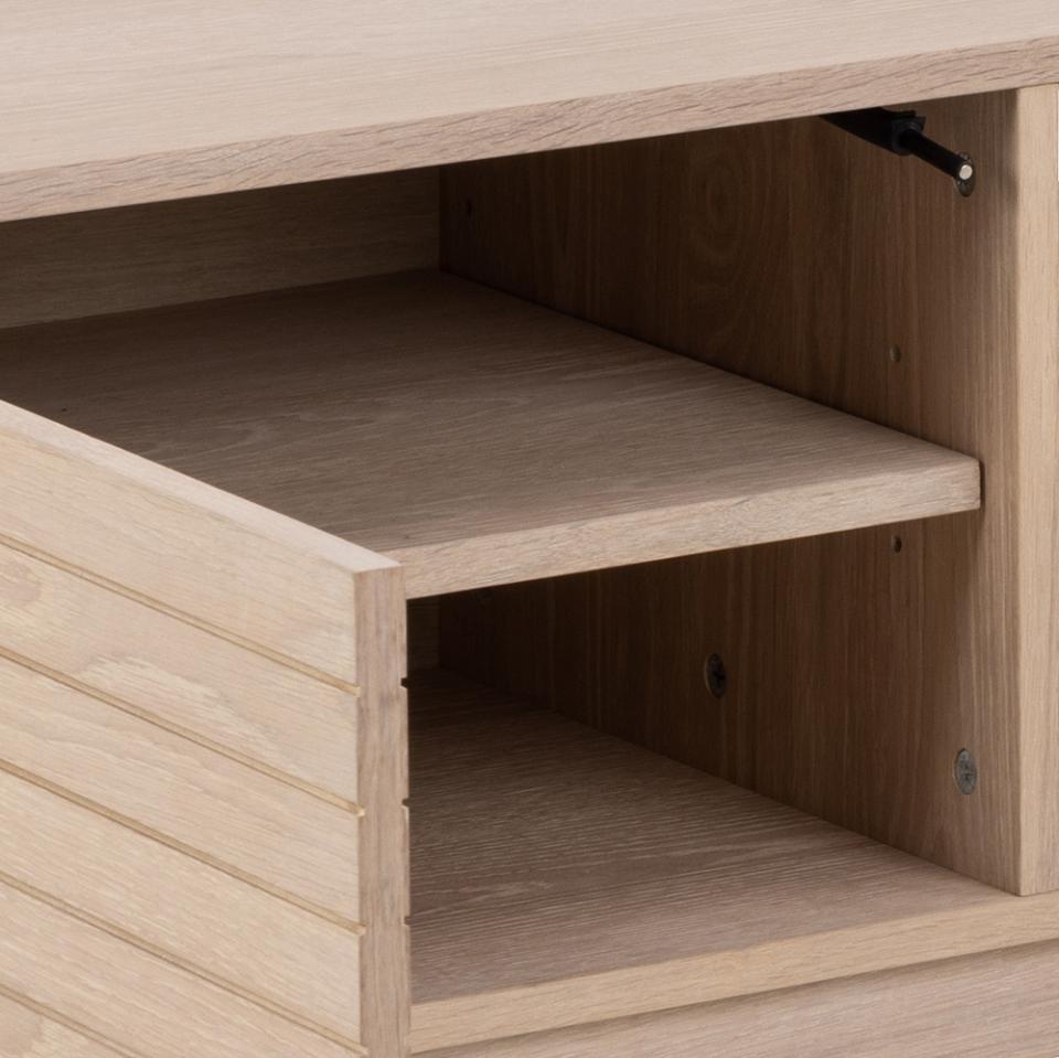 Linley TV Media Unit In White Oak With Lamella Front 140x40x50cm